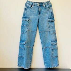 Garage Denim Straight Leg Cargo Jeans Size 07/28, Y2K DDRcore Mallcore Utility